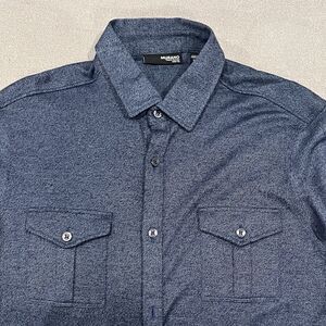 Murano Liquid Luxury Men Dress Shirt Blue Long Sleeve Button Up Size Large